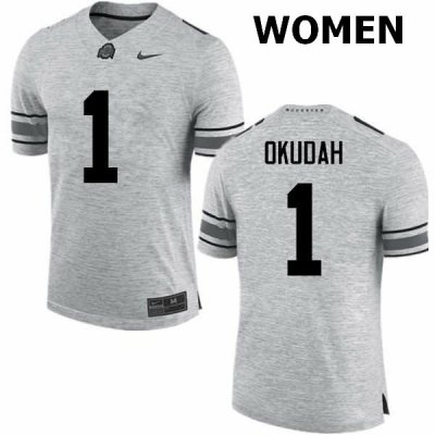 Women's Ohio State Buckeyes #1 Jeffrey Okudah Gray Nike NCAA College Football Jersey Freeshipping YPL2444OF